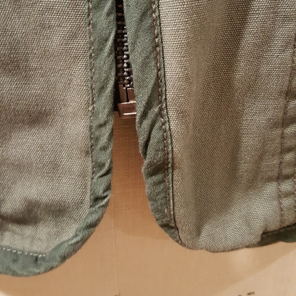 Gibson women’s khaki cotton jacket size M macrame-knitted back - Picture 9 of 13